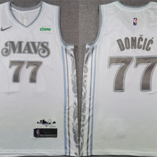 Men's Dallas Mavericks #77 Luka Doncic White 2024-25 City Edition Stitched Basketball Jersey