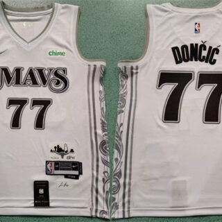 Men's Dallas Mavericks #77 Luka Doncic White 2024 City Edition Stitched Basketball Jersey