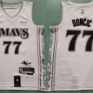 Men's Dallas Mavericks #77 Luka Doncic White 2024 City Edition Stitched Basketball Jersey