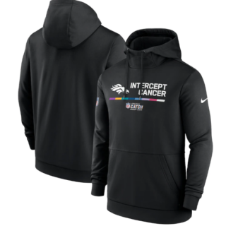 Men's Denver Broncos 2022 Black Crucial Catch Therma Performance Pullover Hoodie