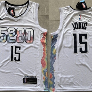 Men's Denver Nuggets #15 Nikola Jokic White 2024 City Edition Stitched Basketball Jersey