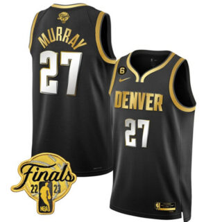 Men's Denver Nuggets #27 Jamal Murray Black Gold Edition 2023 Finals Collection With NO.6 Patch Stitched Basketball Jersey
