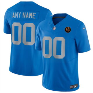 Men's Detroit Lions Active Player Custom Blue 2025 F.U.S.E.With John Madden Patch Vapor Limited Stitched Jersey
