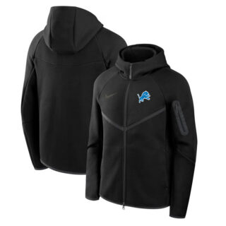 Men's Detroit Lions Black Tech Fleece Full-Zip Windrunner Hoodie