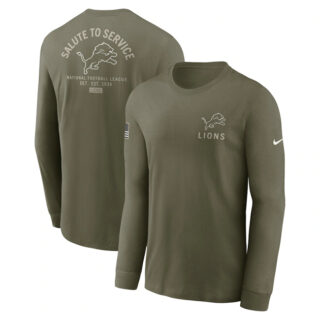 Men's Detroit Lions Olive 2025 Salute to Service Sideline Long Sleeve T-Shirt