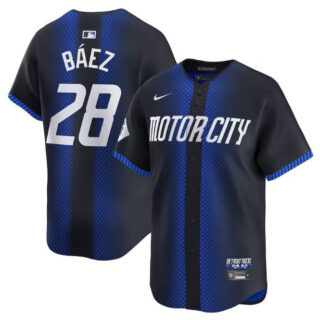 Men's Detroit Tigers #28 Javier Baez 2024 Navy City Connect Cool Base Limited Jersey
