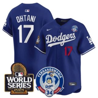 Men's Dodgers Fernando Valenzuela & 2024 World Series Patch Vapor Premier Limited Jersey V3 All Stitched Shohei Ohtani #17