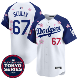 Men's Dodgers Tokyo Series 2025 Vapor Premier Limited Jersey Stitched Alternate Vin Scully #67