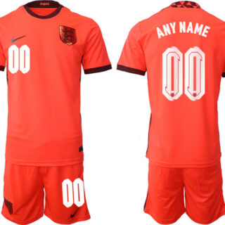 Men's England Custom Orange Away Soccer Jersey Suit