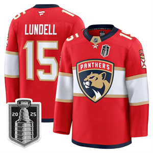 Men's Florida Panthers 2025 Stanley Cup Final Premium Jersey All Stitched #15 Anton Lundell
