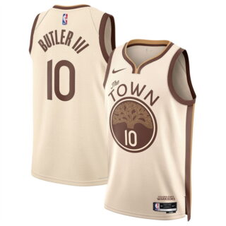 Men's Golden State Warriors #10 Jimmy Butler III Tan 2025 26 City Edition Stitched Basketball Jersey