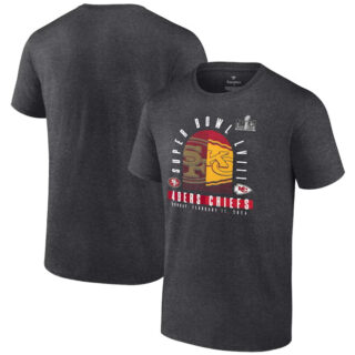 Men's Heather Charcoal San Francisco 49ers Vs. Kansas City Chiefs Super Bowl LVIII Matchup Final Battle T-Shirt