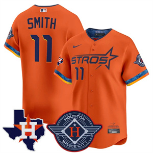 Men's Houston Astros 2025 City Connect Texas Patch Vapor Premier Limited Jersey All Stitched Cam Smith #11