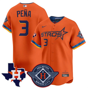Men's Houston Astros 2025 City Connect Texas Patch Vapor Premier Limited Jersey All Stitched Jeremy Pena #3