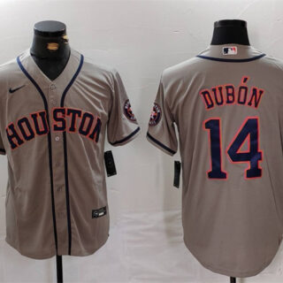 Men's Houston Astros #14 Mauricio Dubon Grey Cool Base Stitched Baseball Jersey