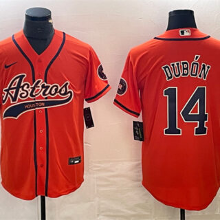 Men's Houston Astros #14 Mauricio Dubon Orange With Patch Cool Base Stitched Baseball Jersey