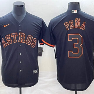 Men's Houston Astros #3 Jeremy Pena Black Cool Base Stitched Jersey