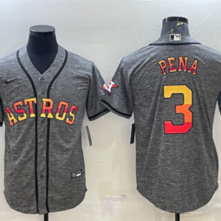 Men's Houston Astros #3 Jeremy Pena Grey Cool Base Stitched Baseball Jersey