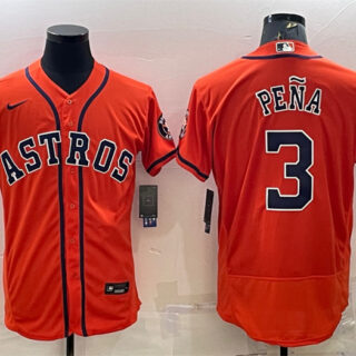 Men's Houston Astros #3 Jeremy Pena Orange Flex Base Stitched Baseball Jersey