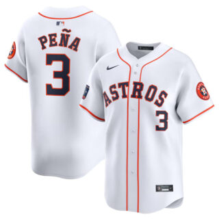 Men's Houston Astros #3 Jeremy Pena White 2024 World Tour Mexico City Series Home Limited Stitched Baseball Jersey