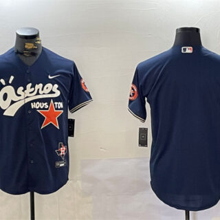 Men's Houston Astros Blank Navy Cactus Jack Style Vapor Premier Limited Stitched Baseball Jersey