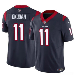 Men's Houston Texans #11 Jeff Okudah Navy 2024 F.U.S.E Vapor Untouchable Stitched Football Jersey