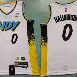 Men's Indiana Pacers #0 Tyrese Haliburton White 2024 25 City Edition Stitched Basketball Jersey
