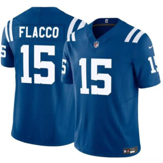 Men's Indianapolis Colts #15 Joe Flacco Blue 2024 F.U.S.E. Vapor Limited Stitched Football Jersey