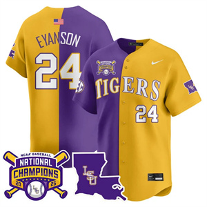 Men's LSU Tigers #24 Anthony Eyanson 2025 World Series Champions Limited Jersey All Stitched