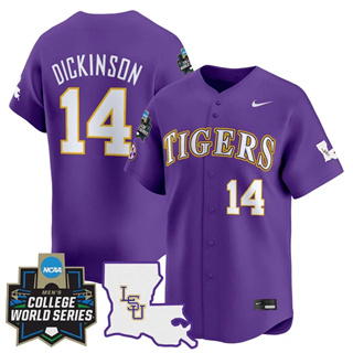 Men's LSU Tigers #24 Daniel Dickinson 2025 World Series Vapor Premier Limited Jersey All Stitched