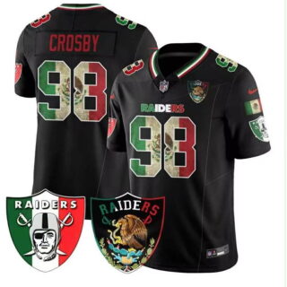 Men's Las Vegas Raiders #98 Maxx Crosby Black F.U.S.E. Mexico With Patch Vapor Stitched Football Jersey