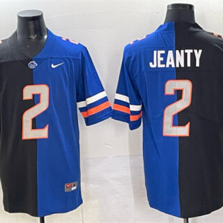 Men's Las Vegas Raiders X Broncos #2 Ashton Jeanty Black Blue Split Limited Stitched Football Jersey