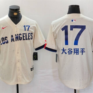 Men's Los Angeles Dodgers #17 Shohei Ohtani Cream 2024 City Connect Limited Stitched Baseball Jersey