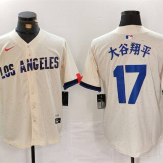 Men's Los Angeles Dodgers #17 Shohei Ohtani Cream Stitched Baseball Jersey