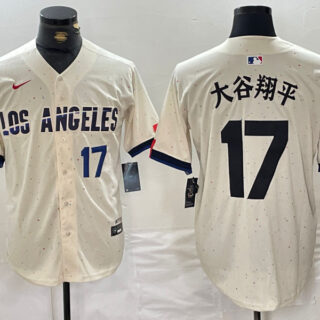 Men's Los Angeles Dodgers #17 Shohei Ohtani Cream Stitched Baseball Jerseys