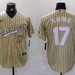 Men's Los Angeles Dodgers #17 Shohei Ohtani Cream Cool Base Stitched Jersey