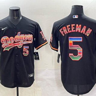 Men's Los Angeles Dodgers #5 Freddie Freeman Black Mexico Cool Base Stitched Baseball Jersey