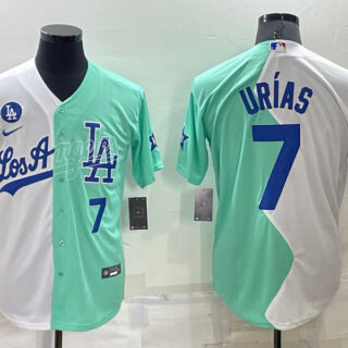 Men's Los Angeles Dodgers #7 Julio Urias 2022 All-Star White Green Cool Base Stitched Baseball Jersey