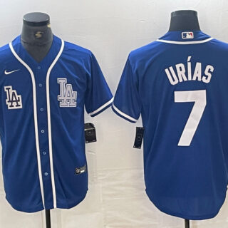 Men's Los Angeles Dodgers #7 Julio Urias Blue Cool Base Stitched Baseball Jersey