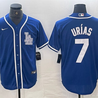 Men's Los Angeles Dodgers #7 Julio Urias Blue Cool Base Stitched Baseball Jersey