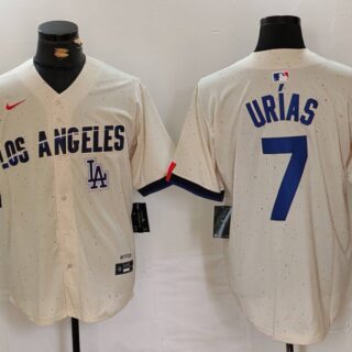 Men's Los Angeles Dodgers #7 Julio Urias Cream Stitched Baseball Jerseys