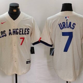Men's Los Angeles Dodgers #7 Julio Urias Cream Stitched Baseball Jerseys
