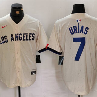 Men's Los Angeles Dodgers #7 Julio Urias Cream Stitched Baseball Jersey