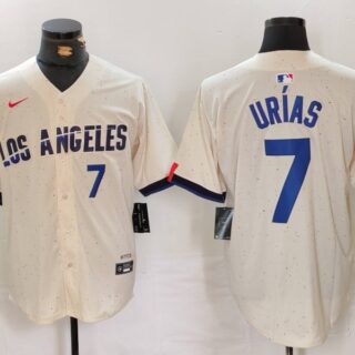 Men's Los Angeles Dodgers #7 Julio Urias Cream Stitched Baseball Jersey2