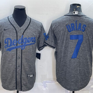 Men's Los Angeles Dodgers #7 Julio Urias Grey Cool Base Stitched Jersey