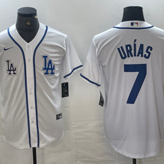Men's Los Angeles Dodgers #7 Julio Urias White Cool Base Stitched Baseball Jersey