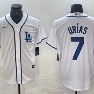 Men's Los Angeles Dodgers #7 Julio Urias White Cool Base Stitched Baseball Jersey
