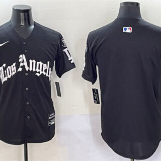 Men's Los Angeles Dodgers Blank Black Mexico 2025 LA Gothic Style With Fernando Patch Vapor Premier Limited Stitched Baseball Jersey