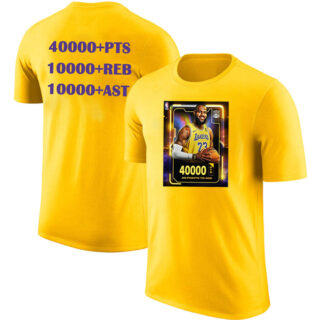 Men's Los Angeles Lakers #23 LeBron James Yellow T-ShirtS