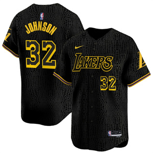 Men's Los Angeles Lakers Black #23 Magic Johnson Vapor Baseball Jersey